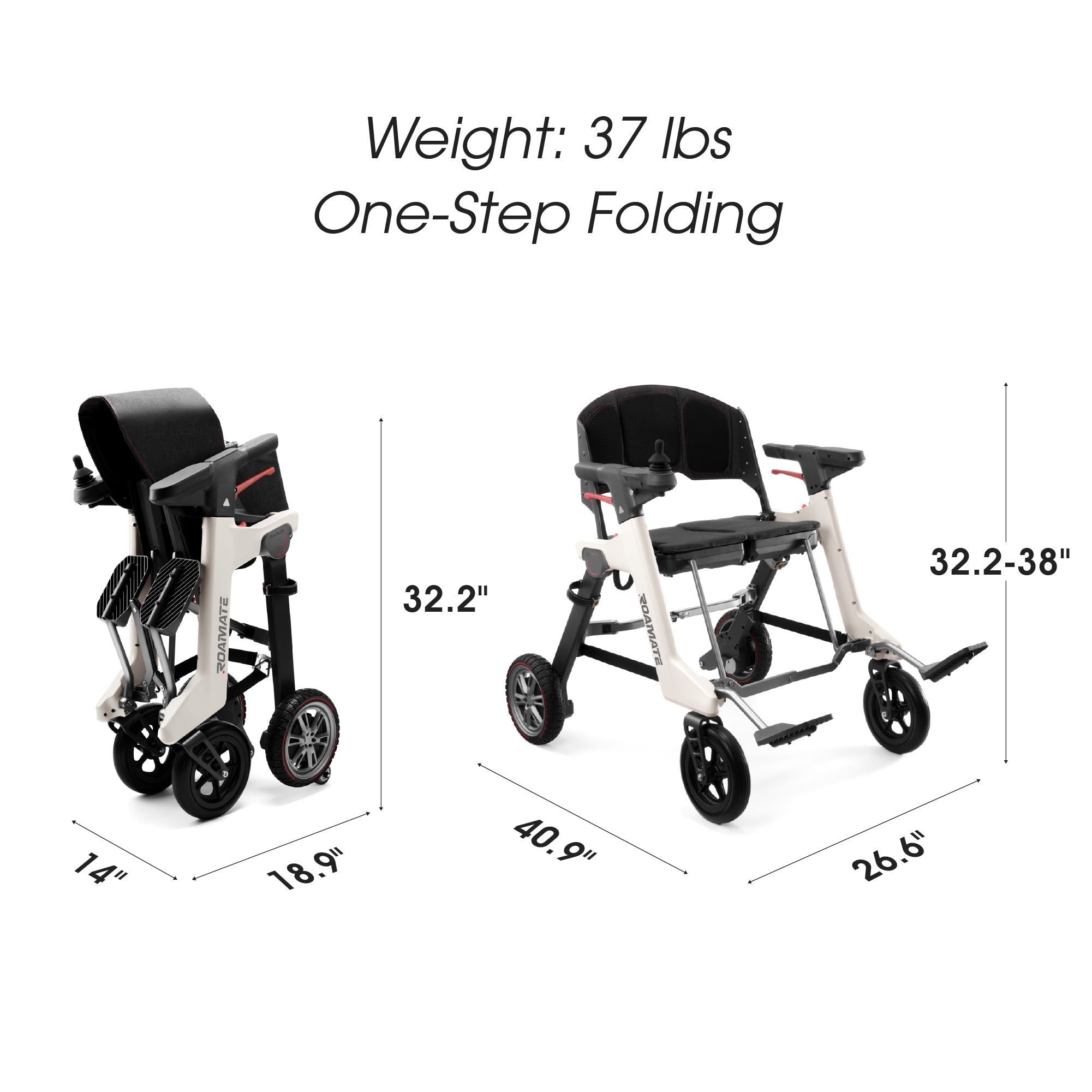 Roamate 3-in-1 Smart Mobility Device – Lightweight Foldable Electric Wheelchair