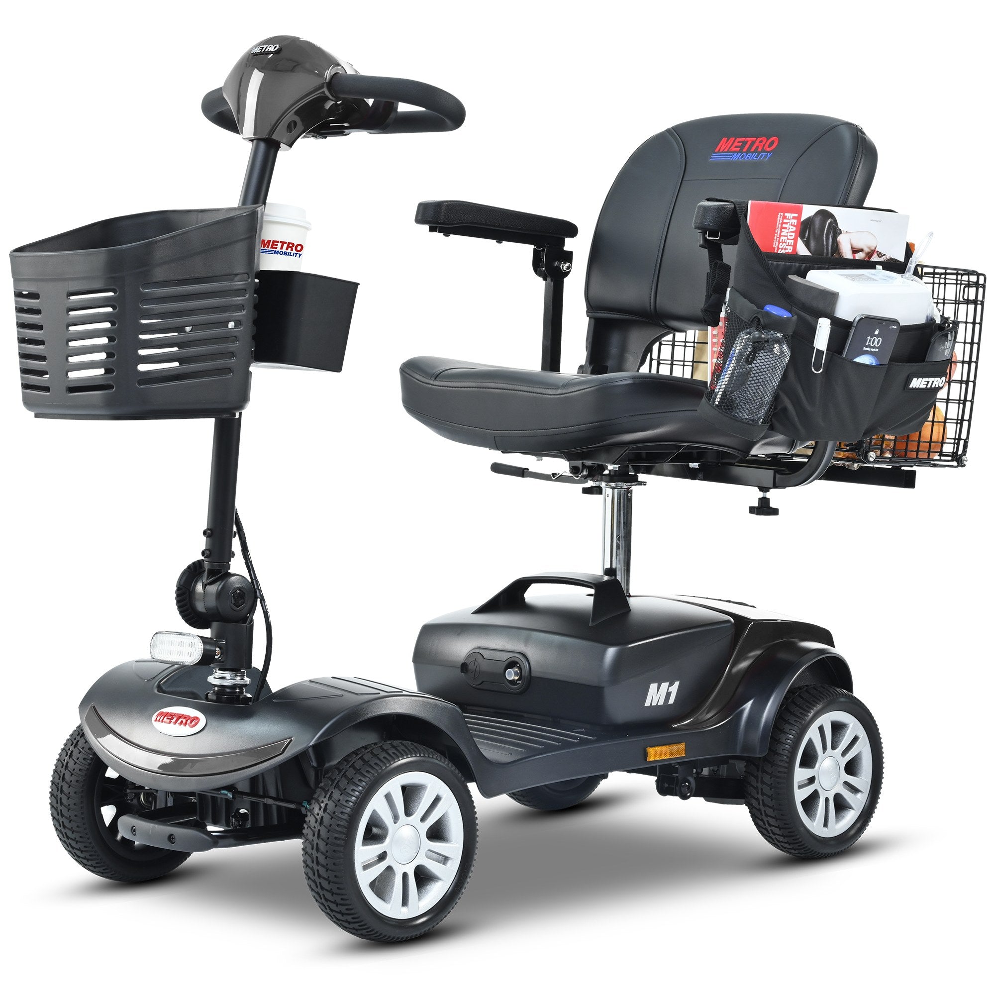 Metro Mobility M1 Portal 4-Wheel Heavy Duty Scooter for Senior with Rear Basket and Side Pocket