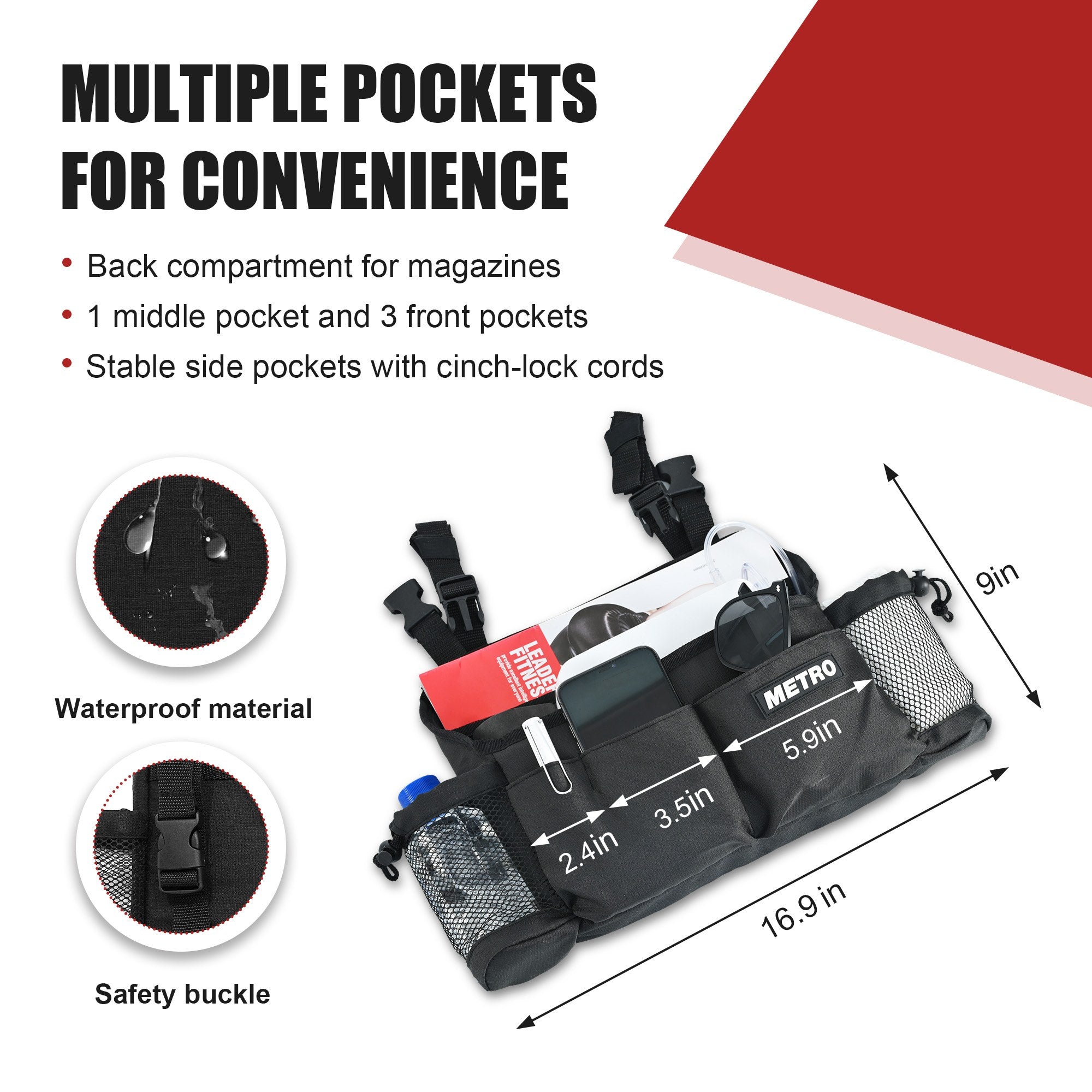 Metro Mobility M1 Portal 4-Wheel Heavy Duty Scooter for Senior with Rear Basket and Side Pocket