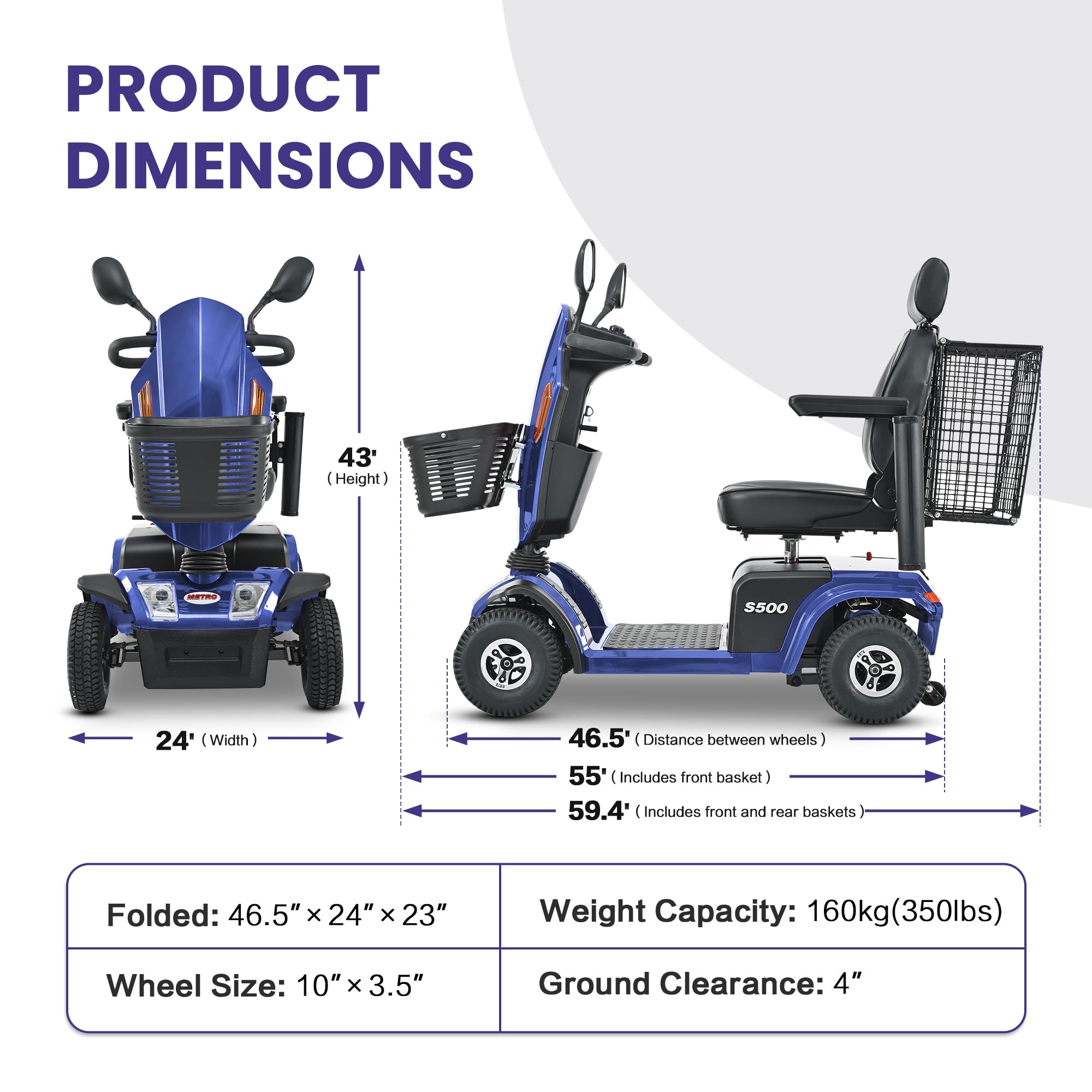 Metro Mobility S500 4-Wheel Electric Mobility Scooter
