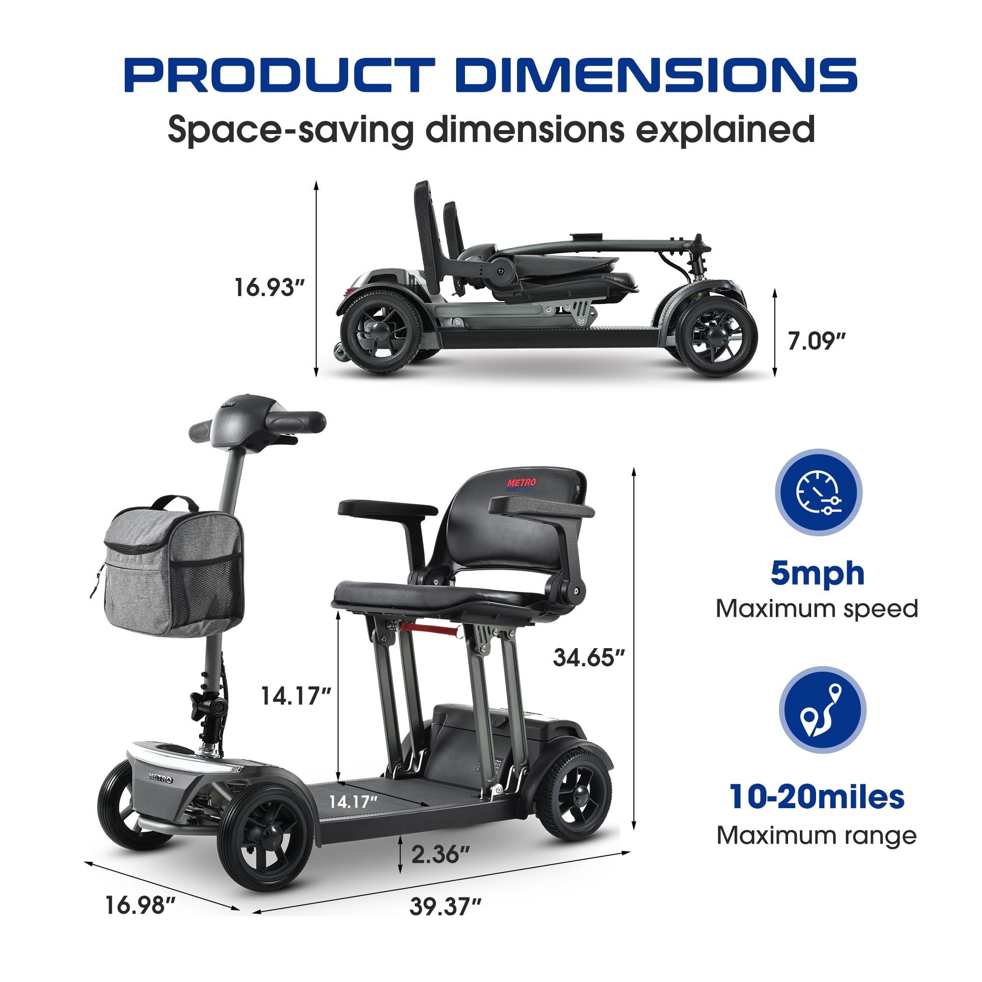 Metro Mobility AIR TRAVELLER 4-Wheel Folding Electric Mobility Scooter
