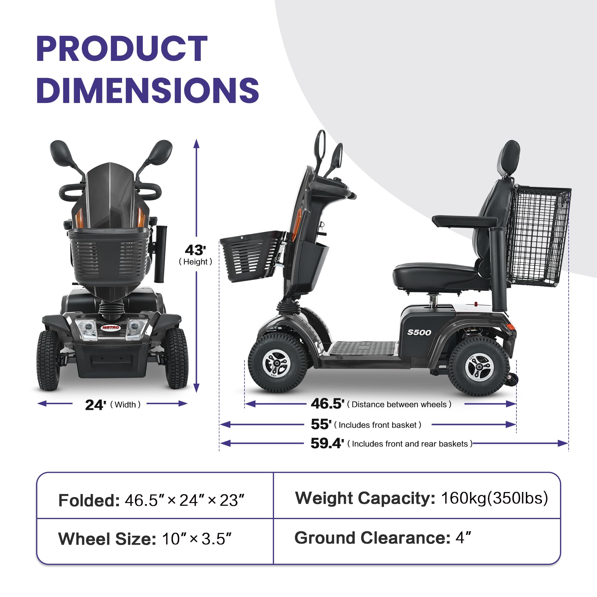 Metro Mobility S500 4-Wheel Electric Mobility Scooter