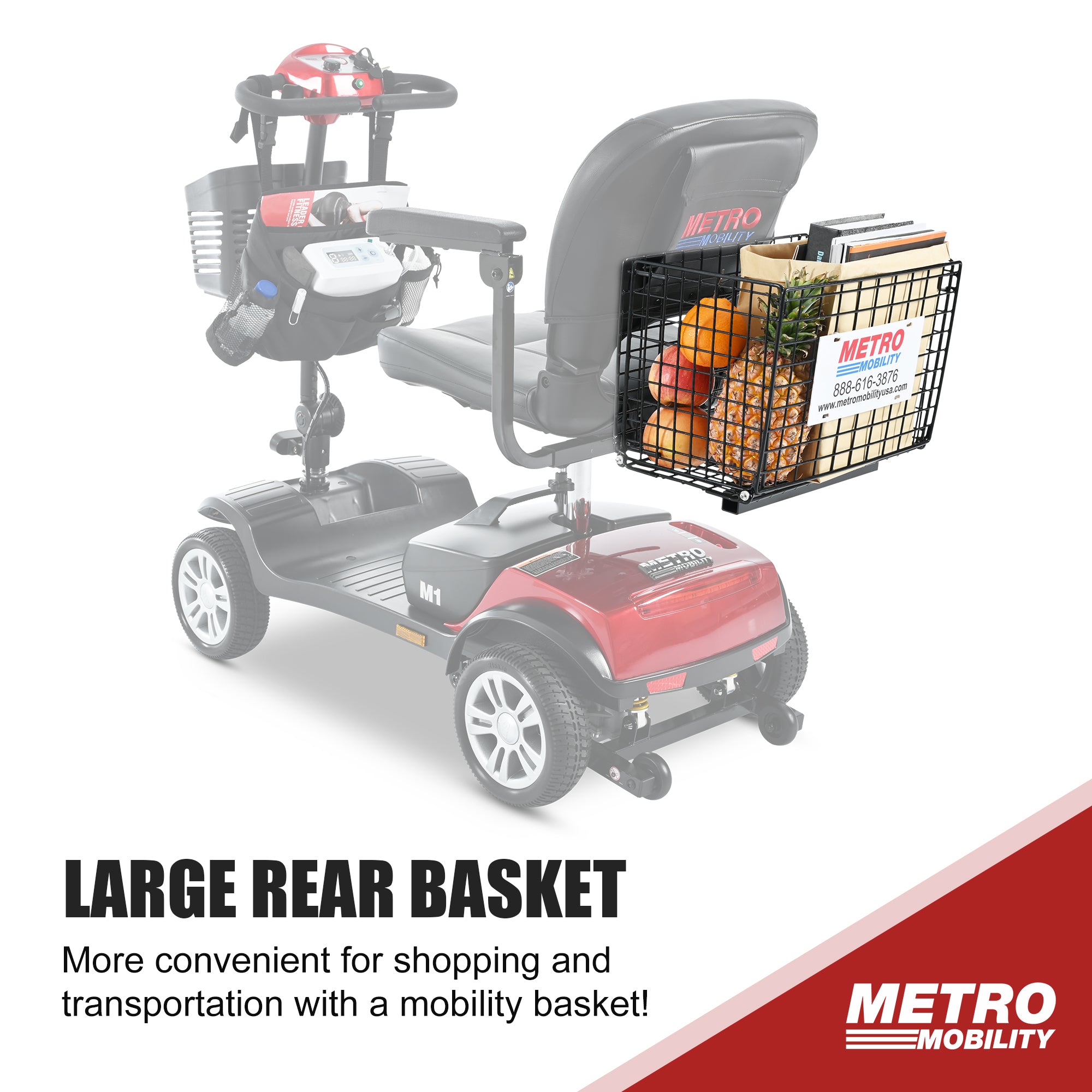 Metro Mobility M1 Portal 4-Wheel Heavy Duty Scooter for Senior with Rear Basket and Side Pocket