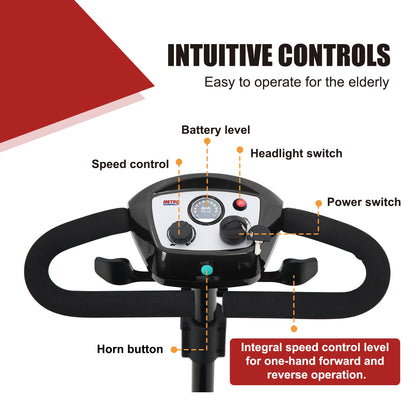 Metro Mobility M1 Portal 4-Wheel Heavy Duty Scooter for Senior with Rear Basket and Side Pocket