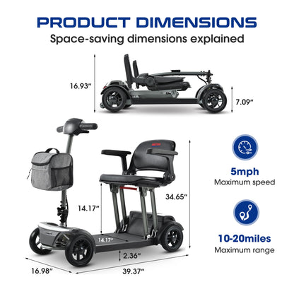 Metro Mobility AIR TRAVELLER 4-Wheel Folding Electric Mobility Scooter