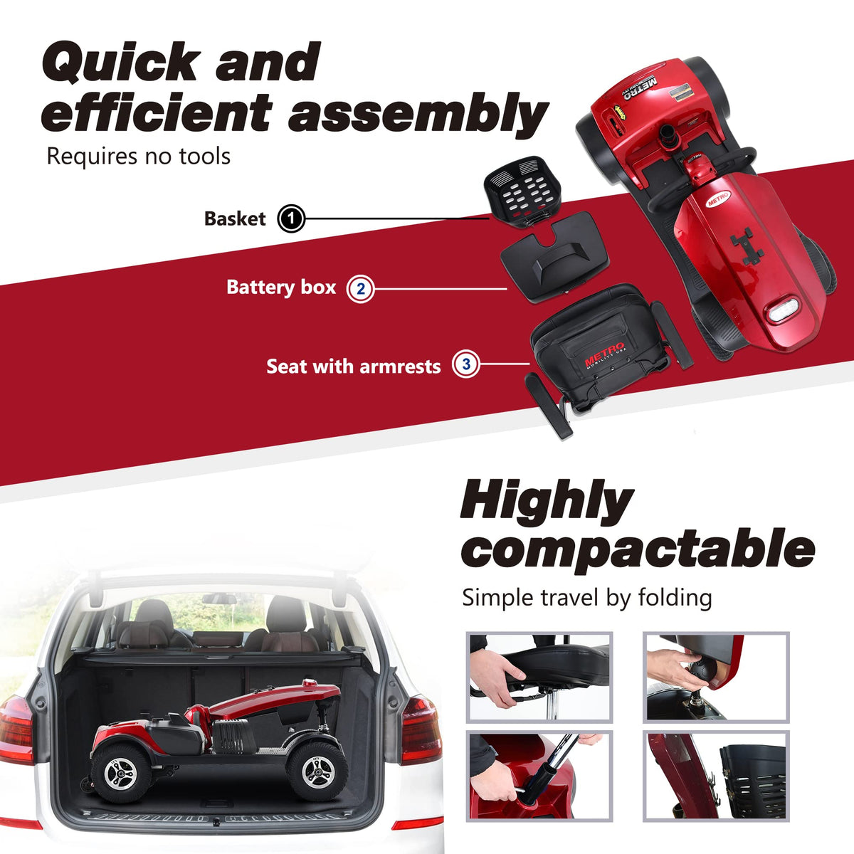 Metro Mobility Max Plus Mobility Scooter｜Compact, Stable, 300 lbs ...