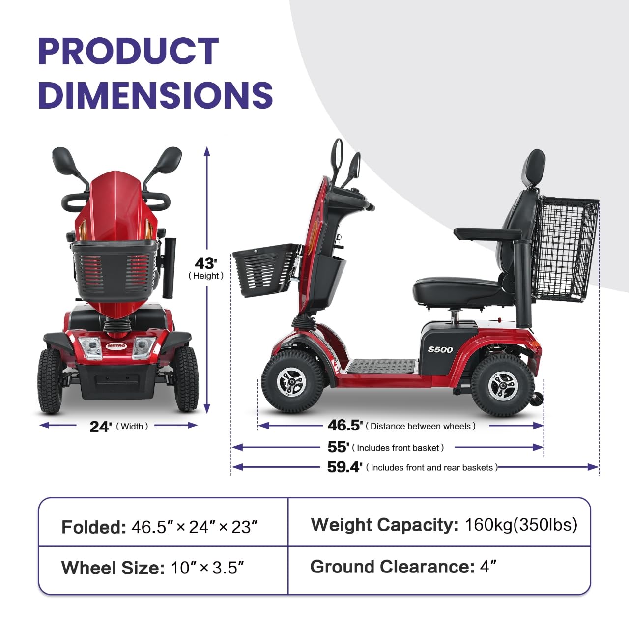 Metro Mobility S500 4-Wheel Electric Mobility Scooter
